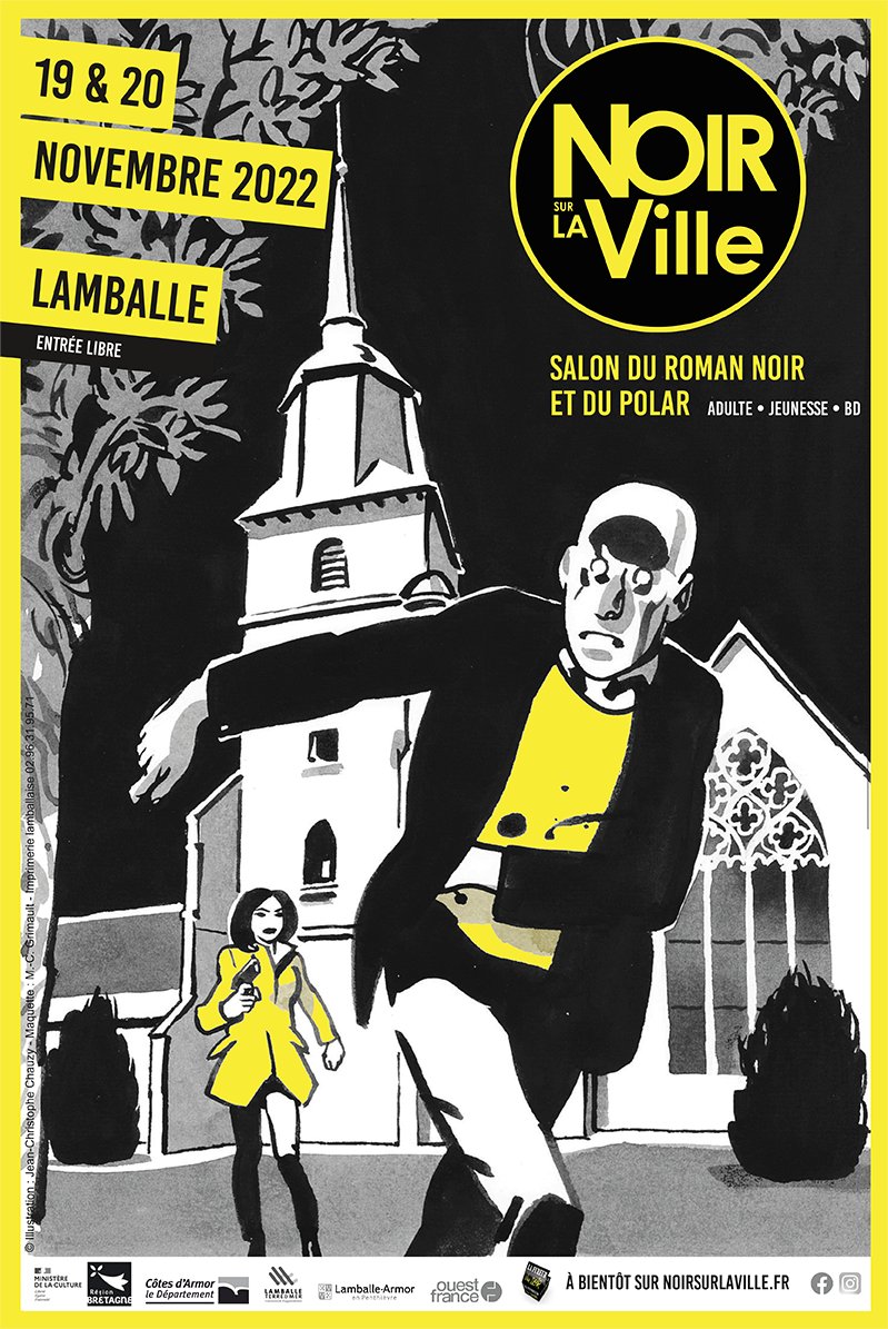| Noir sur la ville ⚫🟡 |

C'est ce week-end ! Le retour du salon  édition 2022, le salon consacré à la littérature noire à Lamballe-Armor 📚
Venez rencontrer les auteurs, participer aux dédicaces, aux conférences et voir les expositions !
Par ici 👉 noirsurlaville.fr