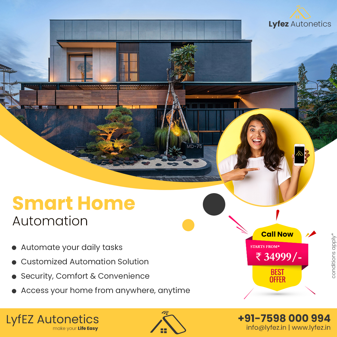 lyfezautonetics's tweet photo. Smart Home Automation from  #lyfezautonetics 

•Automate your daily tasks
•Customized Automation Solution
•Security, Comfort &amp; Convenience
•Access your home from anywhere, anytime

for more details / enquiries
+91-7598000994
info@lyfez.in https://t.co/9xa0TvqvDq
