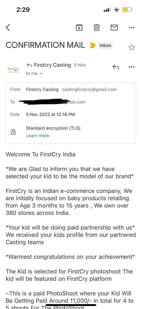 Dittu20's tweet photo. @firstcryindia getting mails for casting opportunities from some GMAIL ids .. are these authentic?? https://t.co/cPryGppyT8