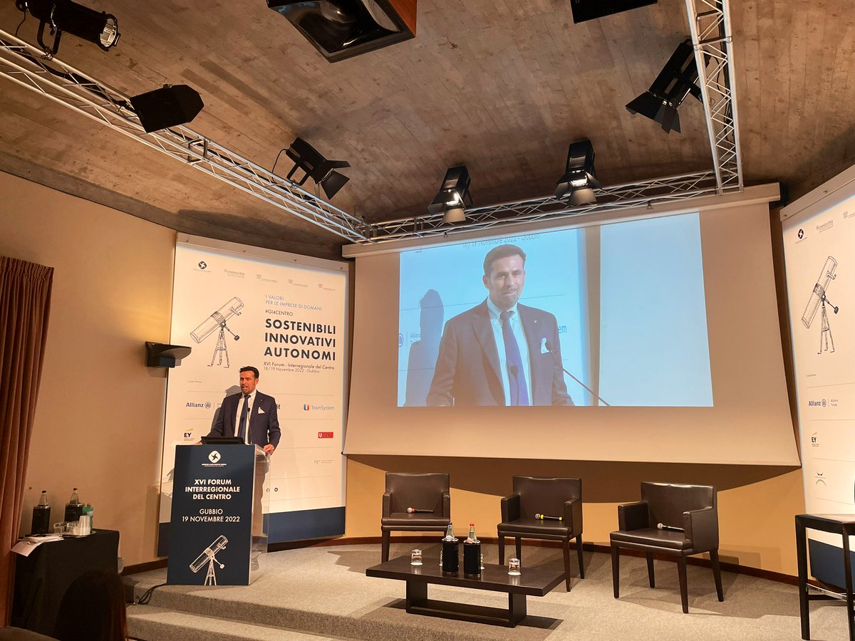 gicentro's tweet photo. Inizia #GI4CENTRO il XVI Forum Interregionale del centro dei Giovani Imprenditori. Il Presidente di @ConfinUmbria Vincenzo Briziarelli porta i suoi saluti di benvenuto ai partecipanti. https://t.co/3dPlGgRxIX