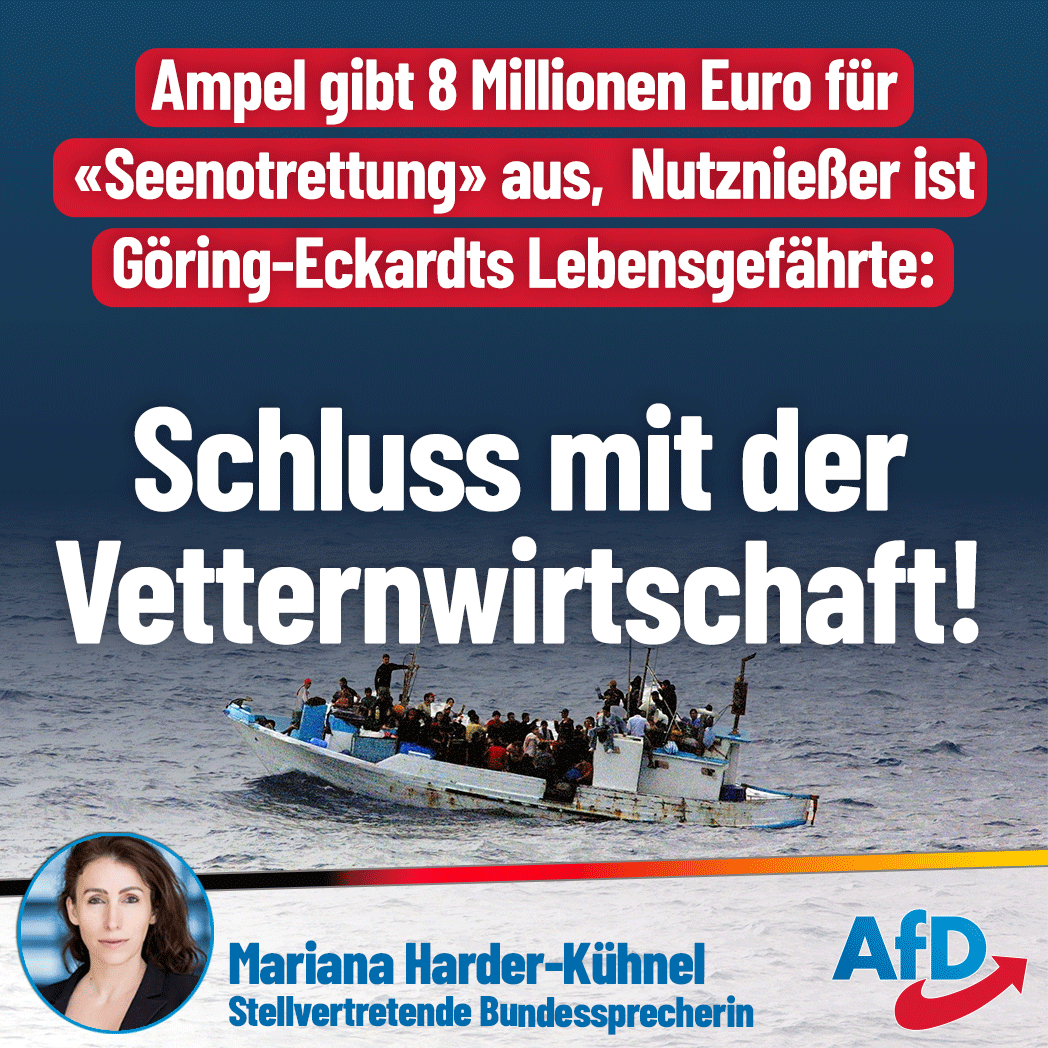 M_HarderKuehnel's tweet photo. Unter Führung der #Ampel stellt sich #Deutschland in seiner Selbstgerechtigkeit über alle anderen Staaten, während die Protagonisten ihren Angehörigen auf Kosten der Bürger die Taschen füllen. Nie war ein politischer Wechsel dringender. Daher: #AfD! https://t.co/FgL6vJJ0jj https://t.co/lPN4Km9SRv