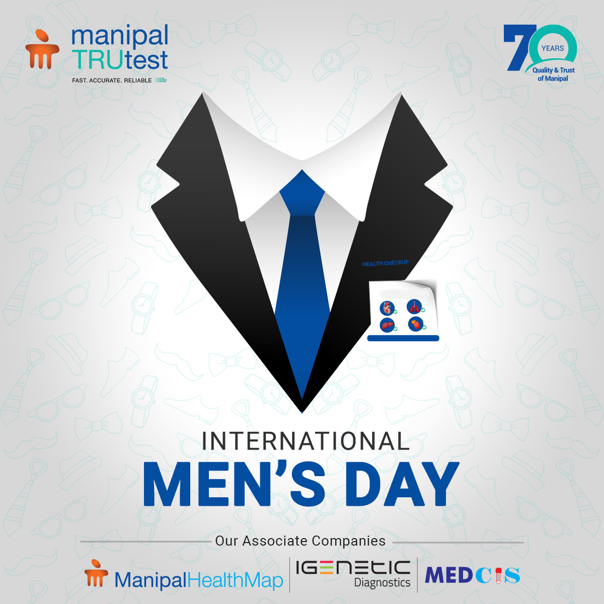 manipalTRUtest's tweet photo. Take care of your health as well as the ones you love.
Because that's what real men do.
Manipal TRUtest wishes you a Happy International Men's Day. #ManipalTRUtest #DiagnosticsCentre #Pathology #Radiology #AccurateDiagnosis #LatestTechnology #FasterReports #Healthcare https://t.co/L87Mvxj4yC