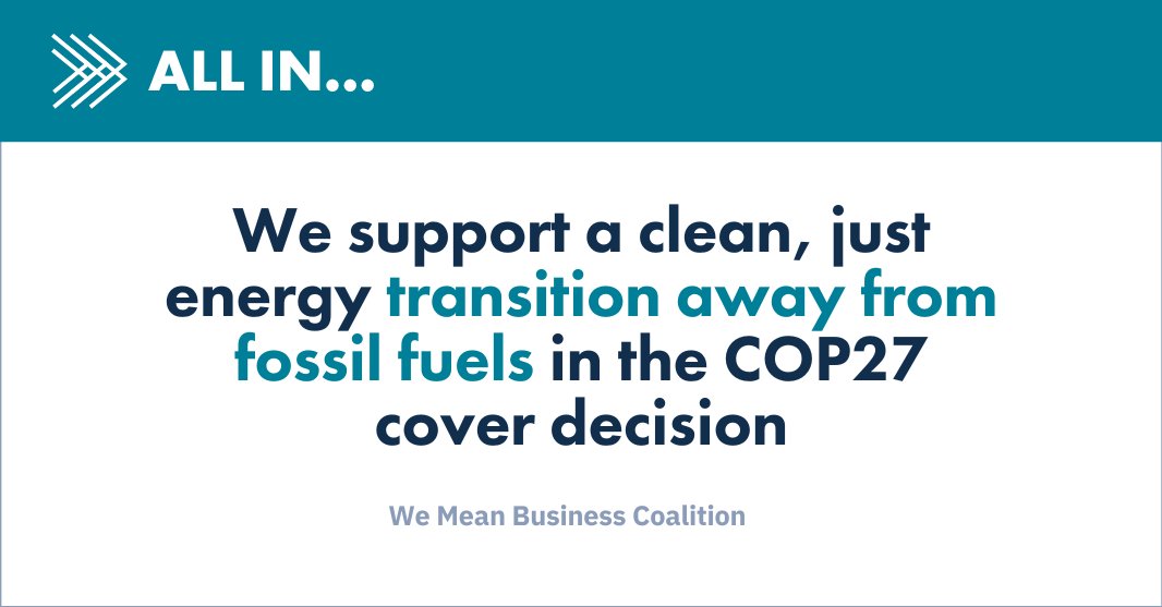 María Mendiluce (@mendiluce) on Twitter photo As #COP27 talks are at their most crucial junction today, <a href="/WMBtweets/">We Mean Business Coalition (inactive)</a> stands ready to work w/ our network of 9000+ companies taking action to reduce emissions in their operations, to support a just transition away from fossil fuels.
Our message to <a href="/COP27P/">COP27</a>👉
wemeanbusinesscoalition.org/blog/letter-fr… As #COP27 talks are at their most crucial junction today, <a href="/WMBtweets/">We Mean Business Coalition (inactive)</a> stands ready to work w/ our network of 9000+ companies taking action to reduce emissions in their operations, to support a just transition away from fossil fuels.
Our message to <a href="/COP27P/">COP27</a>👉
wemeanbusinesscoalition.org/blog/letter-fr…