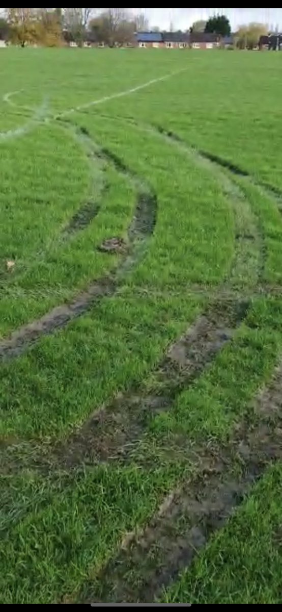 After the Dukesgate pitches was ruined by idiots on motor bikes and tractors doing maintenance work on the surrounding area going right across them we was left at with just one site at Kenyon way. A car has been on over night and now ruined what pitches we had left forcing 1/3