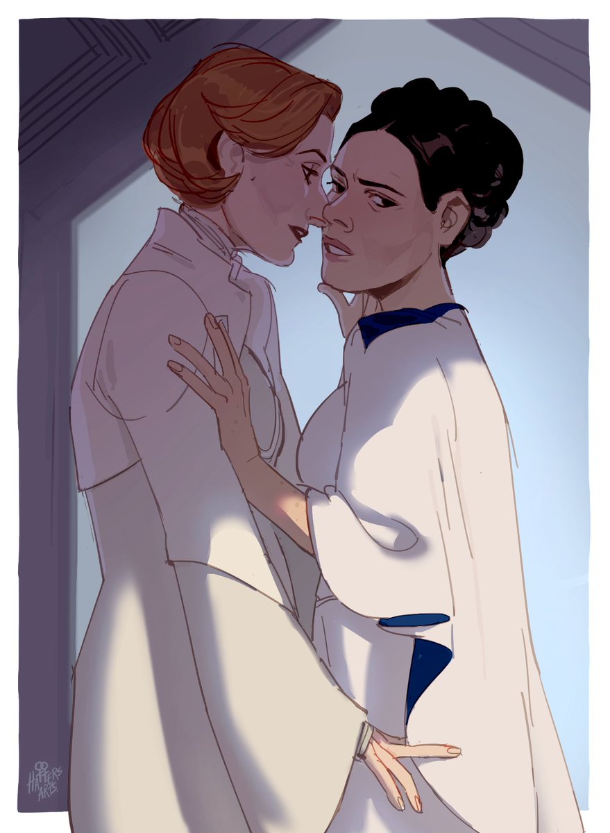 Mon Mothma/Breha Organa commission for @GlassesOJustice 🧡💙 