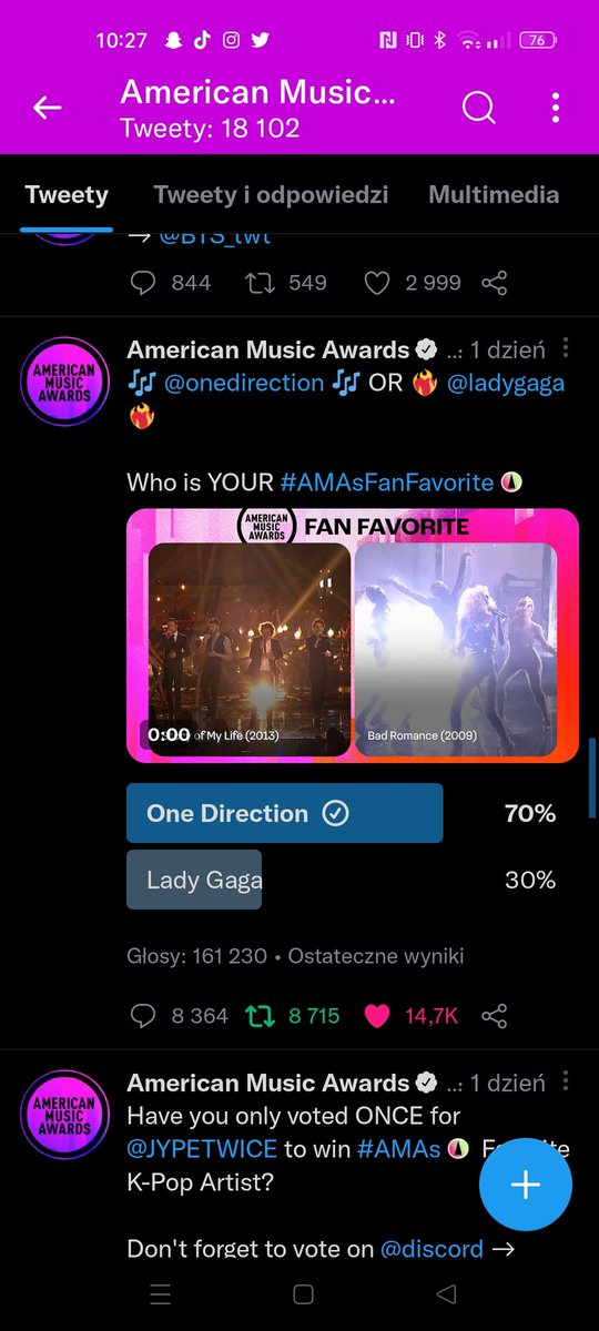 jolalovesotp1d's tweet image. Guys listen! Look how many people voted for 1D and BTS. The difference is big. we need to show what our fandom can do. RT, answer, we vote as much as we can!
I'm voting for #OneDirection "Story Of My Life" (2013) for #AMAsFanFavorite       performance at the #AMAs