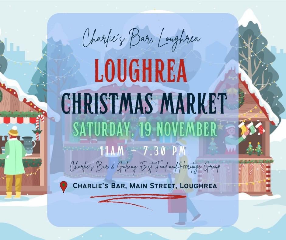 We are live from the Christmas Market today here in Loughrea at Charlie’s Bar located on Main Street! We are live from 12.30pm-4pm so make sure to tune in to hear about all the Christmas festivities going on 🎄🎅🏻⭐️