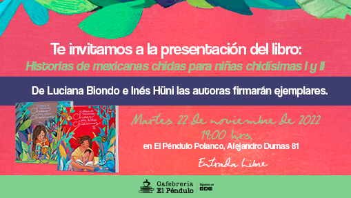 Este martes conocerás a dos creadoras muy chidas. 
Luciana Biondo e Inés Hüni son las autoras de <a href="/MexicanasChidas/">MexicanasChidas</a>. Escucha cómo crearon este bello proyecto y todo lo que ha pasado desde que salió el primer volumen.
¡No faltes!