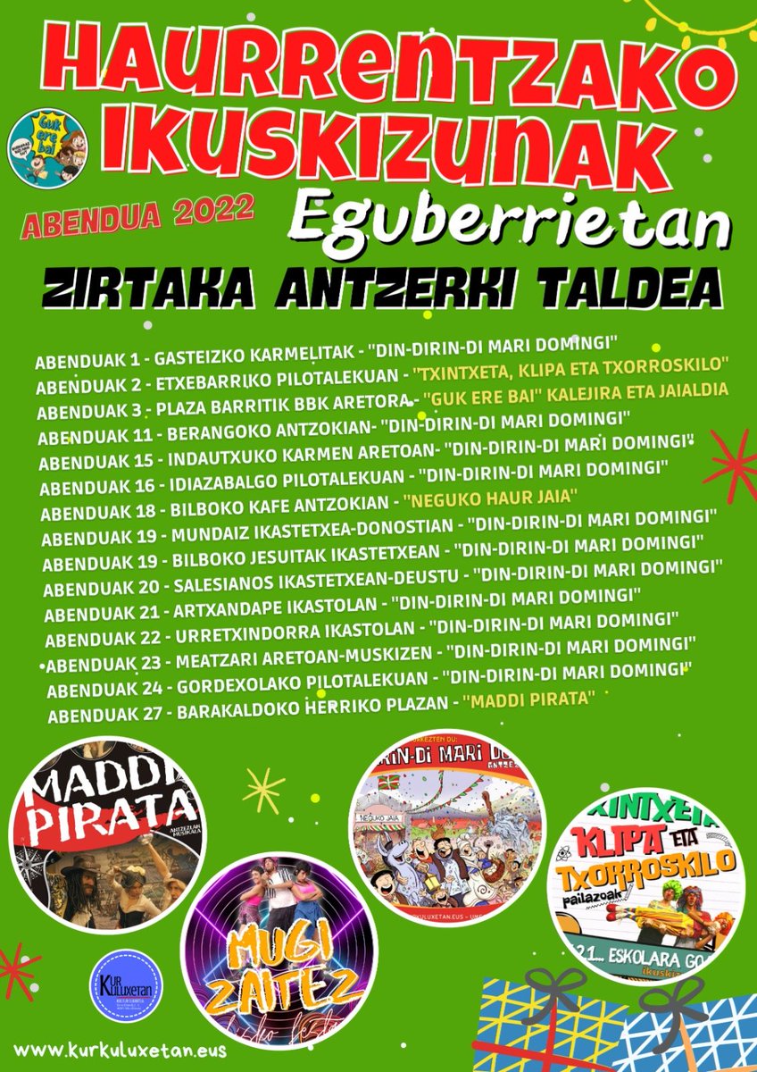 Haurrentzako ikuskizunak Eguberrietan🎭🎄🎆
kurkuluxetan.eus/gure-ikuskizun…