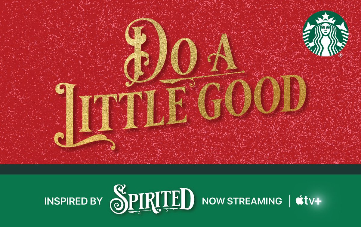Inspired by the ✨New✨ @AppleTVPlus movie Spirited, <a href="/Starbucks/">Starbucks</a> has created an eGift that gives back.

Starbucks recently donated one million dollars to #NoKidHungry to help get kids the meals they need, and with your help they can do even more. 👇