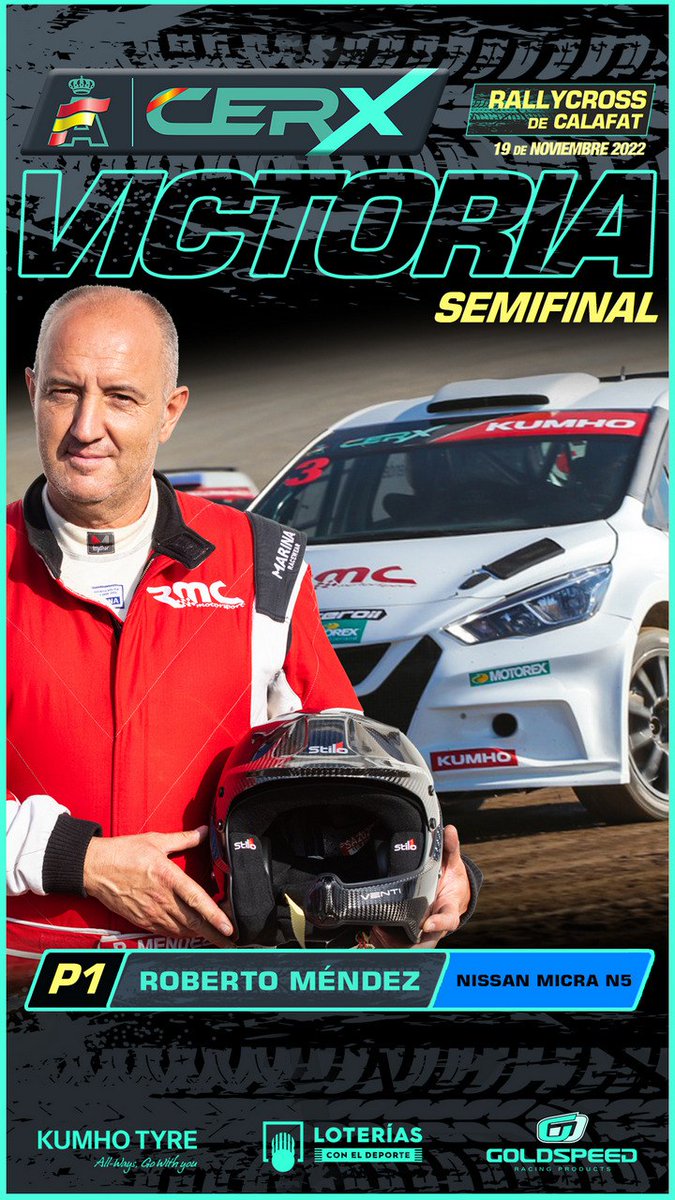 🔵 SEMIFINAL #CERX1

Roberto Méndez (Nissan Micra N5) se impone en la Semifinal del 2º CERX Rallycross de Calafat, por delante de Iñaki Barredo (Nissan Micra N5) e Íñigo Alcalde (Volkswagen Polo N5).

#CERX #Rallycross