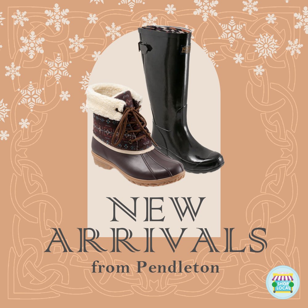 Hawleylaneshoes's tweet photo. With winter on the way, there’ll be plenty of rain, snow, and slush. Our new arrivals are built for the job. Hawley Lane Shoes now stocks Pendleton rain boots and waterproof winter boots. See them for yourself in stores.
#rainboots #winterboots #waterproof #boots #shoplocal https://t.co/U5zRgoJU9r