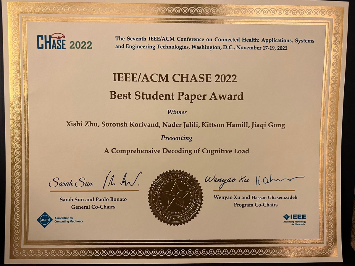 SAILUA2's tweet photo. We received the Best Student Paper Award (https://t.co/pQ6JobZXei) and Student Travel Grants from CHASE 2022. Thanks to the organizing committee and all the reviewers for recognizing our work in human-centered artificial intelligence for smart and connected health! https://t.co/8dW0jz8XSJ
