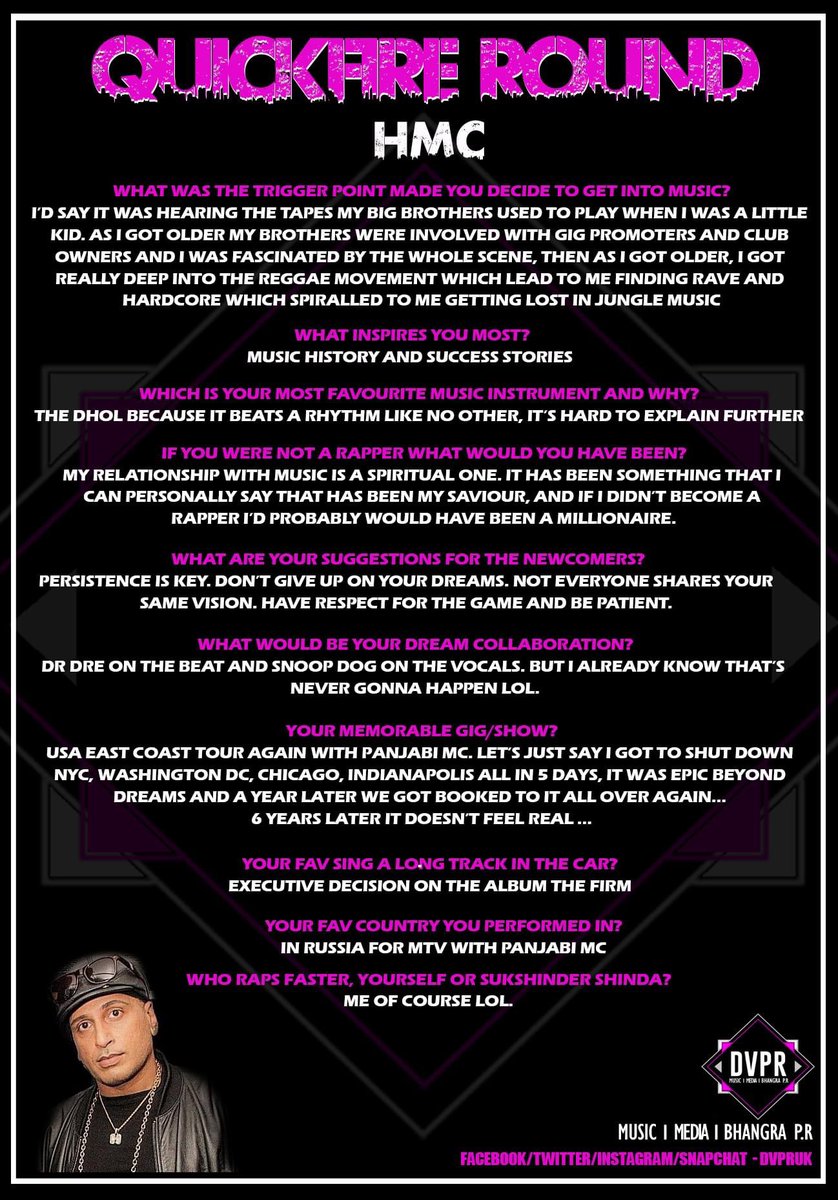 We caught up with internationally renowned rapper <a href="/hmclive/">HMC #HypeHype</a> #bhangra