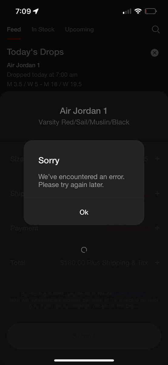 HeroStatus's tweet photo. ⁦@Nike⁩ ⁦@SnkrsStock⁩ what in the Ticketmaster Taylor swift bullshit is this?!? https://t.co/1pKPrA3eTk