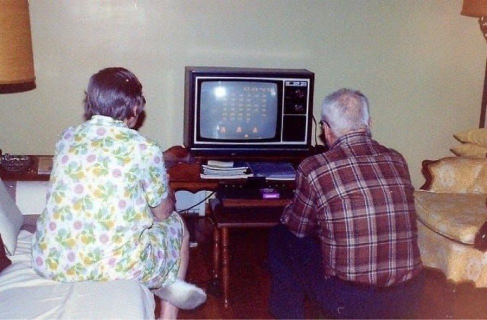 Super70sSports's tweet photo. When you really think about it, it’s pretty goddamn amazing to be born in 1899 and wind up playing Space Invaders … https://t.co/2NTsH19uJ2