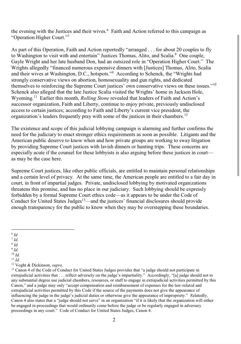 SenWhitehouse's tweet image. Here’s a letter I sent Roberts asking for inquiries and answers about this group’s wining and dining of selected justices.