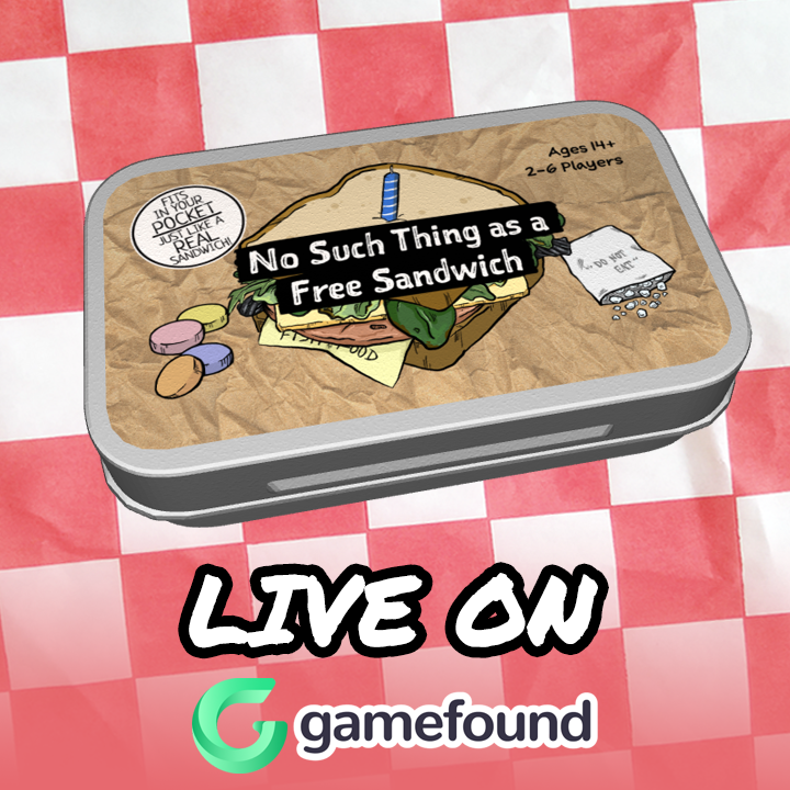avianrampage's tweet photo. No Such Thing as a Free Sandwich has it all!

Simple rules ✅
Satisfying gameplay ✅
Neat mint tin container ✅
Cheeky flavor text ✅
Worker co-op dev team ✅

Make a pledge: https://t.co/dpVtLwGRSq https://t.co/0XuyL5sgsJ