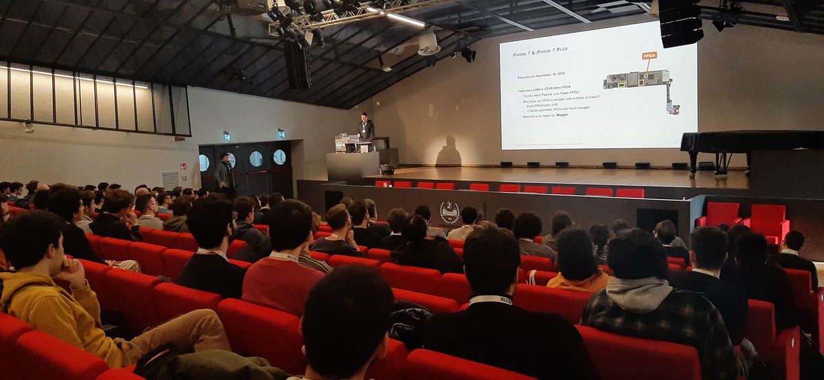 Nils Albartus and <a href="/JulianSpeith/">Julian Speith</a> on stage with their talk 'The Painful Life of a Hardware Reverse Engineer' and their framework HAL! #m0leCon