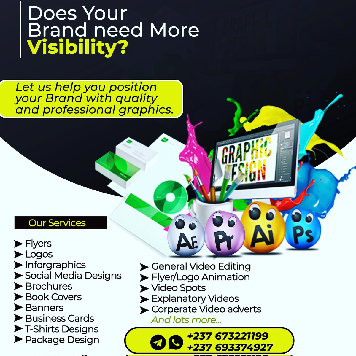 NzodoGraphics's tweet image. Let's give your brand visibility
#NzodoGraphics #GraphicDesign #videoediting #design #creativity #branding #Cameroon #buea #business