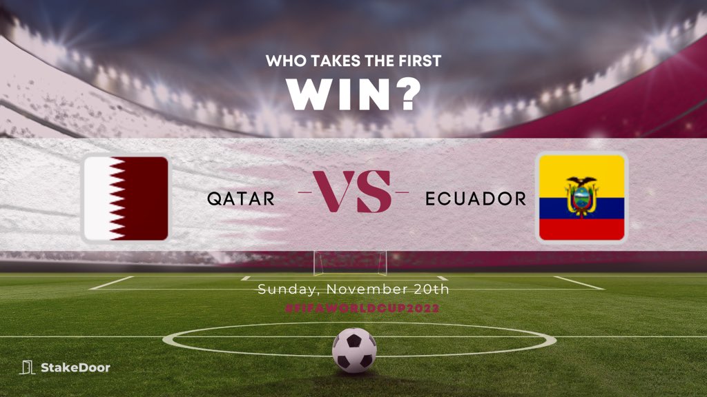 stakedoor's tweet photo. Who takes the win for the first game, Qatar vs Ecuador? 

PS: Don't forget to catch up on the goodies here- https://t.co/MgKJleJifD  #WorldCup2022 #FIFAWorldCup #qatar2022 #stakedoor https://t.co/RxBSsHp2hP