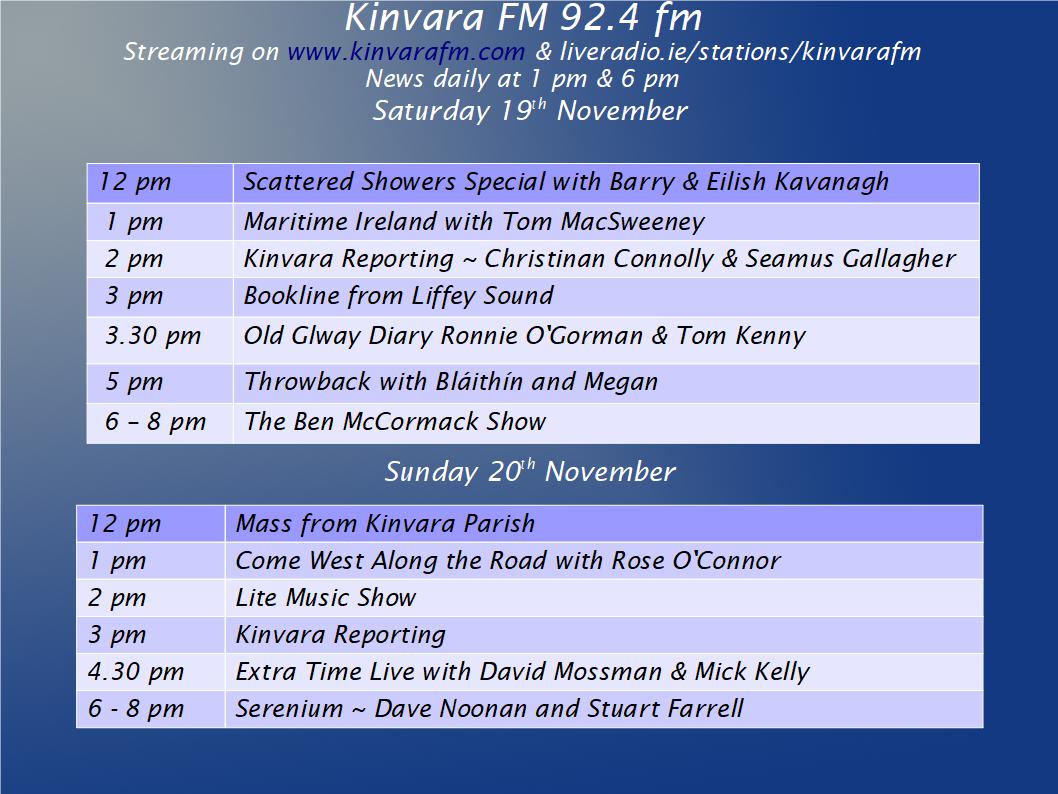 We are back on 92.4 FM today as well as continuing to stream worldwide on liveradio.ie/stations/kinva… Checkout our great lineup of shows. #community #Radio #galway #WildAtlanticWay
