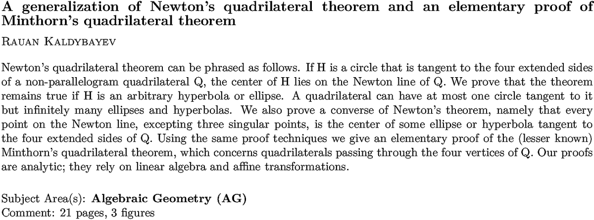 math.AG Algebraic Geometry daily arXiv submissions tweet media