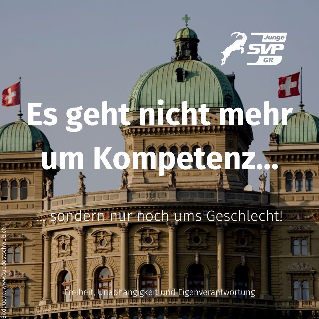 JSVP_GR's tweet photo. Durch den Rücktritt der SP-Bundesrätin steht der SP nun die Nomination ihrer Kandidaten frei. Diese soll laut SP-Parteileitung nur zwei Frauen beinhalten. Wir finden dies falsch, da solch eine wichtige Stelle in der Regierung stets die kompetenteste Person übernehmen sollte. https://t.co/KV5SUcfo0a