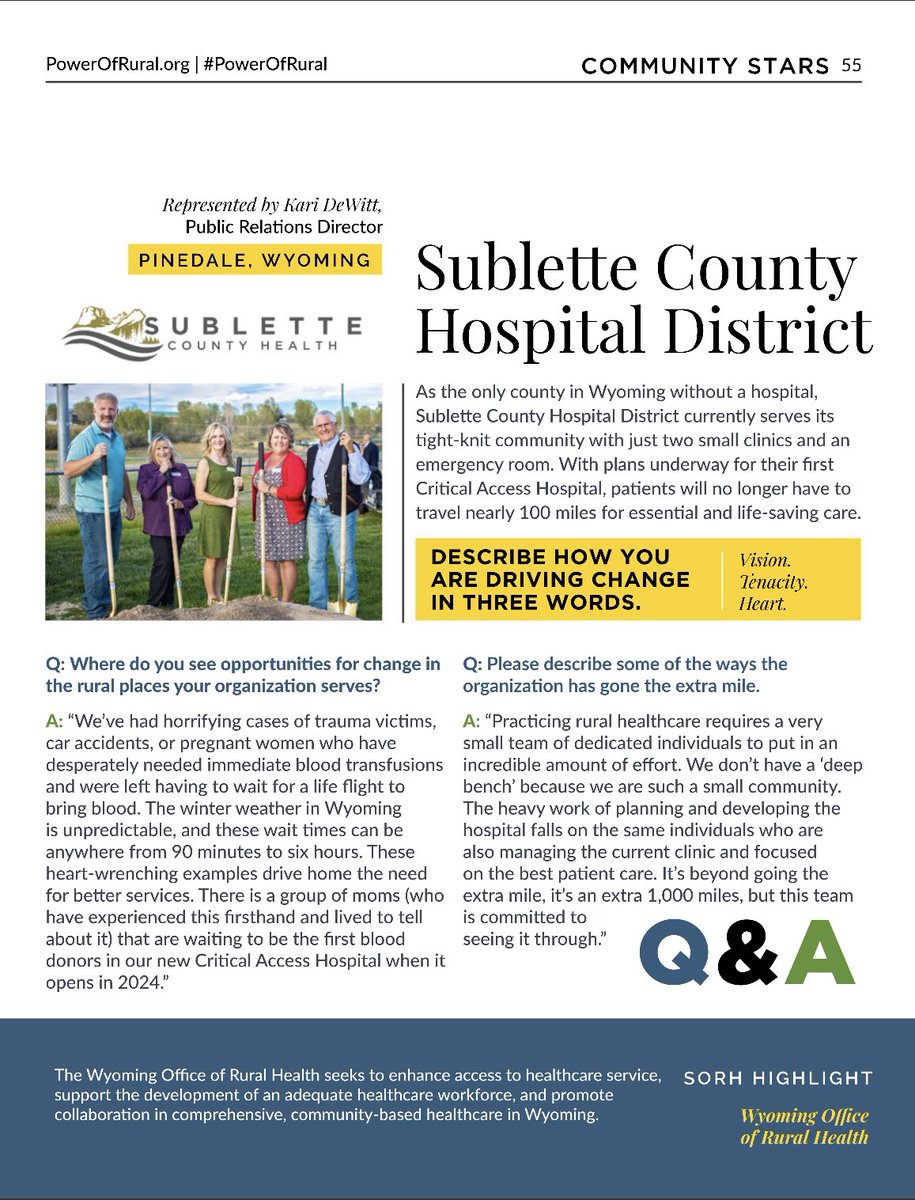 Three cheers 🎉🎉🎉 for our friends at @sublettehealth on their 2022 Community Star award! Watching how devoted they are to the #SubletteCounty community is always inspiring- a well deserved recognition for them! #PowerOfRural #RuralHealthcare #CriticalAccessHospitals