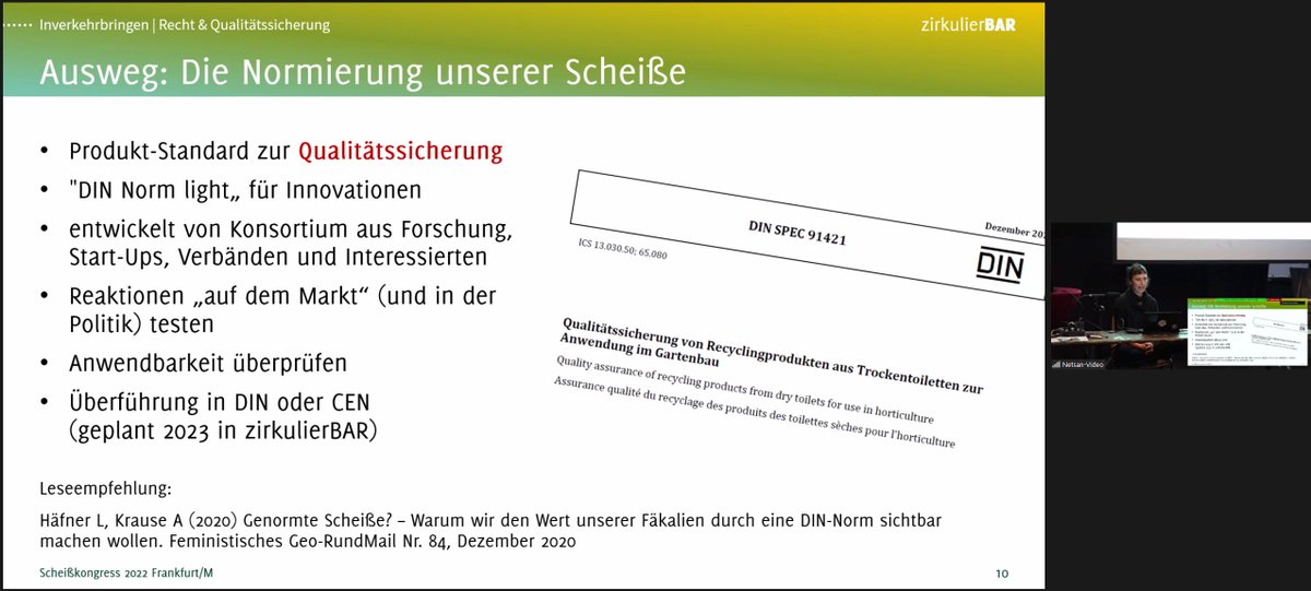 Zum Welttoilettentag: Ariane von @ZirkulierBar stellt beim Netzwerktreffen des NetSan ua DIN Spec 91421 vor. Eine der besten &amp; wichtigsten Entwicklungen in diesem Bereich! netsan.org/din-spec/