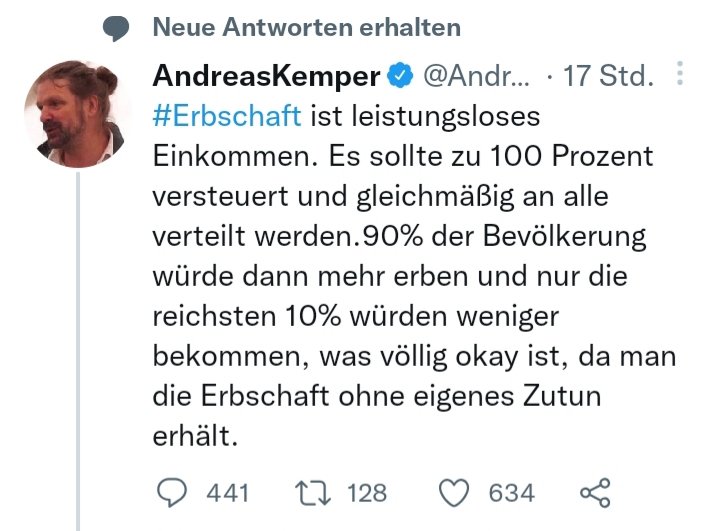 axellibertas's tweet photo. Nein, dann erbt gar niemand mehr gar nichts, weil jeder das komplette restliche Vermögen zu Lebzeiten auf den Kopf haut. Vollidiot. https://t.co/jIoq3Ib0Xq