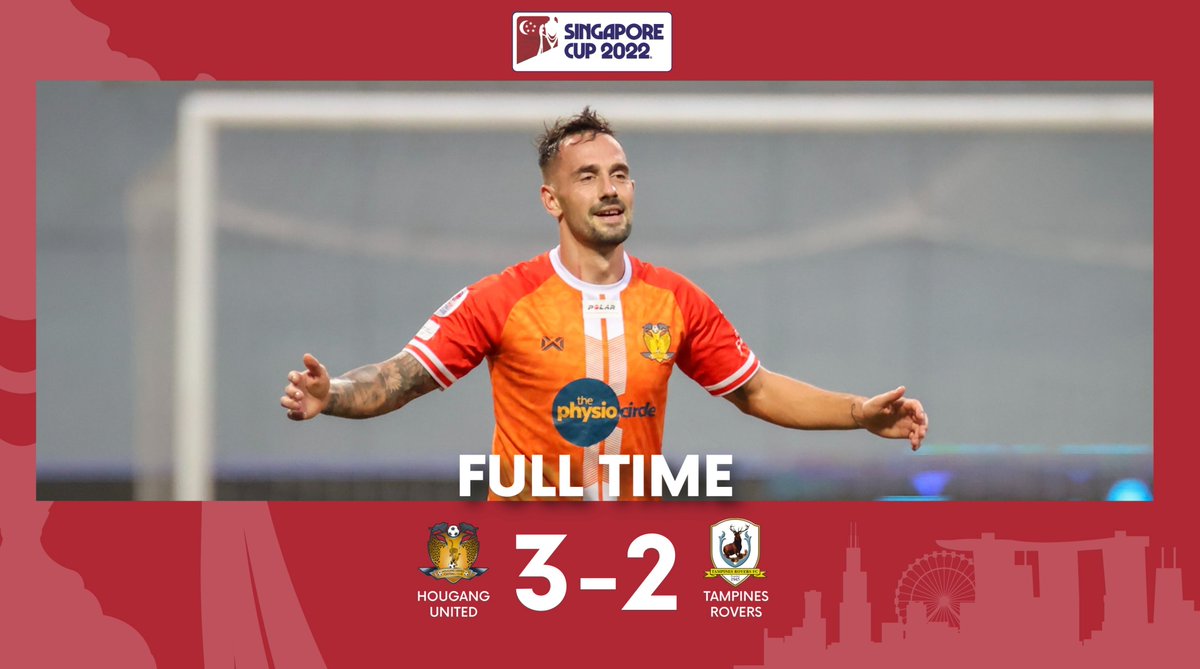 SGPremierLeague's tweet photo. FULL TIME Hougang 3-2 Tampines

Kristijan Krajček’s hat-trick fires Hougang to their first #SGCup title in club history! 💯 #HOUTAM https://t.co/eb0CbqgRCh