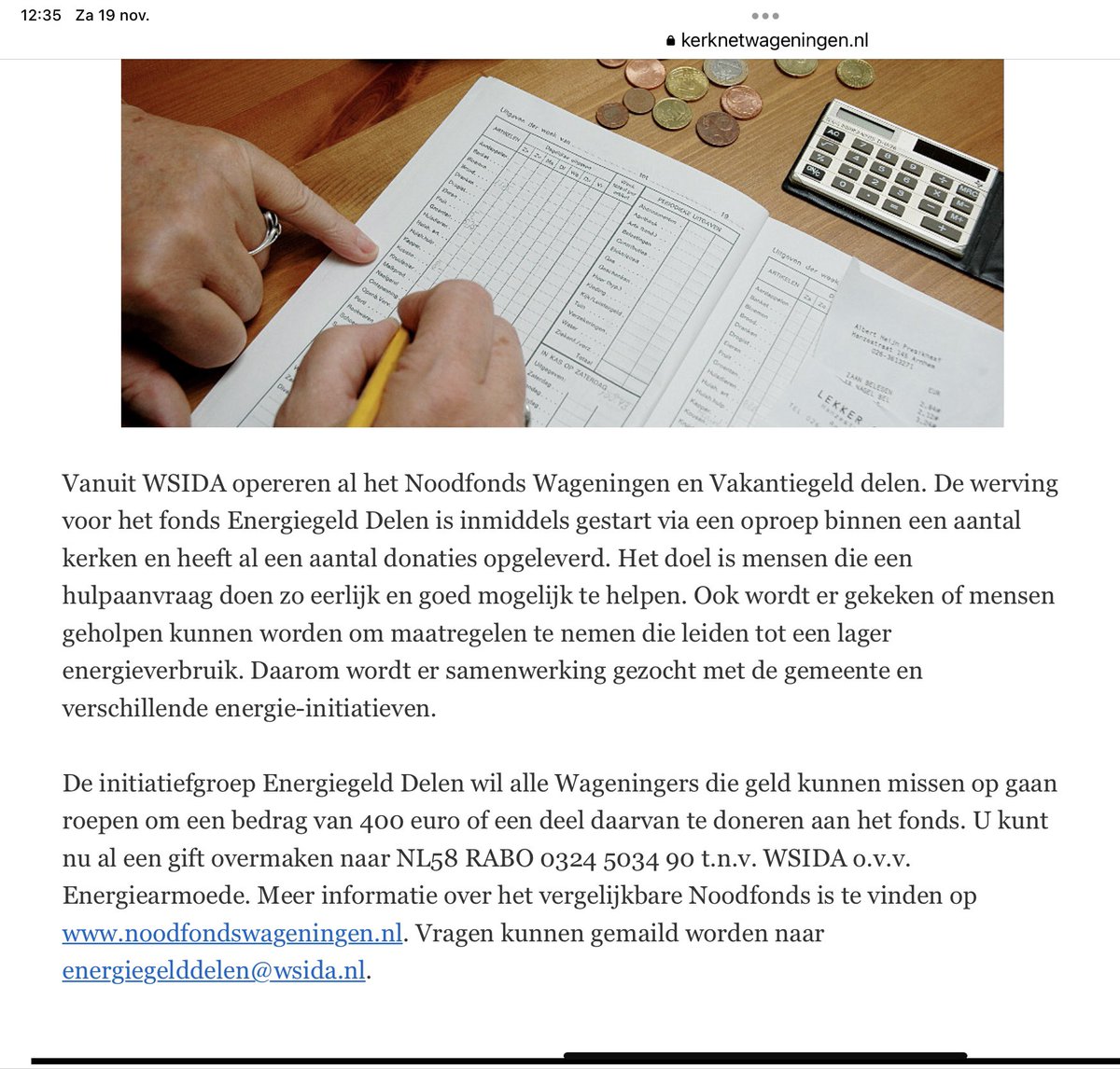 Als je de 190 euro voor energiecompensatie kunt missen, dan wil het fonds Energiegeld Delen van #Kerknet #Wageningen die graag gebruiken om mensen te helpen die deze compensatie hard nodig hebben. Warm aanbevolen!
kerknetwageningen.nl/noodfonds-wage…