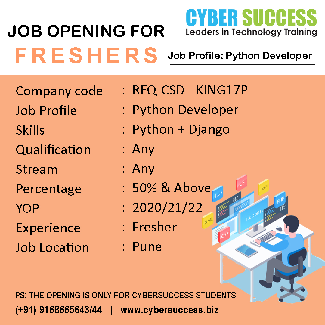 CyberSuccess_CS's tweet photo. Pls note: The below Requirement is only for Cyber Success Students.
For more updates
Call Us: +91-9168665643
Visit Us: https://t.co/PTeziPAeHA
#pythoncourse #python #pythonprogramming #pythonprojects #pythontraining #pythontraininginstitute #cybersuccess https://t.co/JWHxOYBfMb