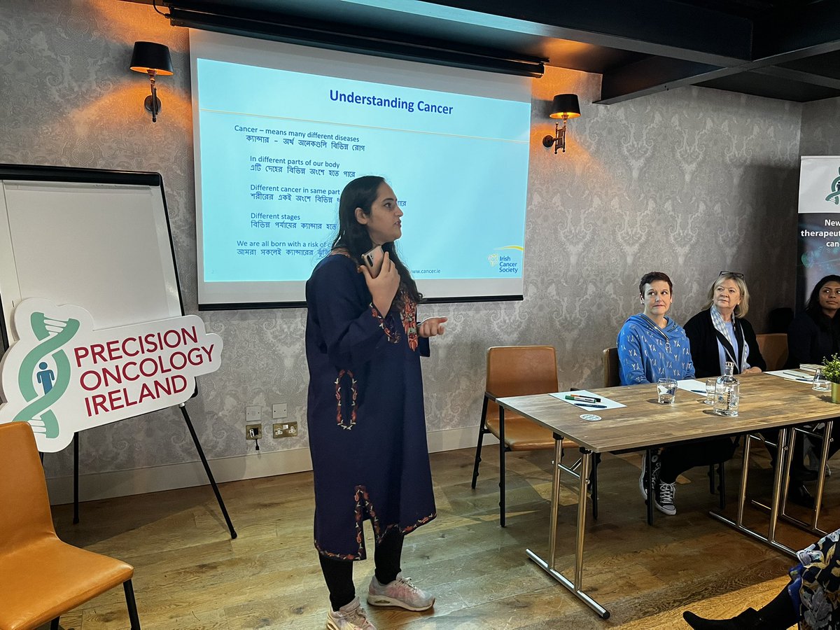 PrecisionOncIre's tweet photo. #InvisibleSpectrum panel discussions kick off with excellent line-ups of male and female speakers!
Here our panelist Zahika Shah, a Research Coordinator @IrishCancerSoc outlines the cancer screening services available in Ireland. https://t.co/lbeXhgnjgt