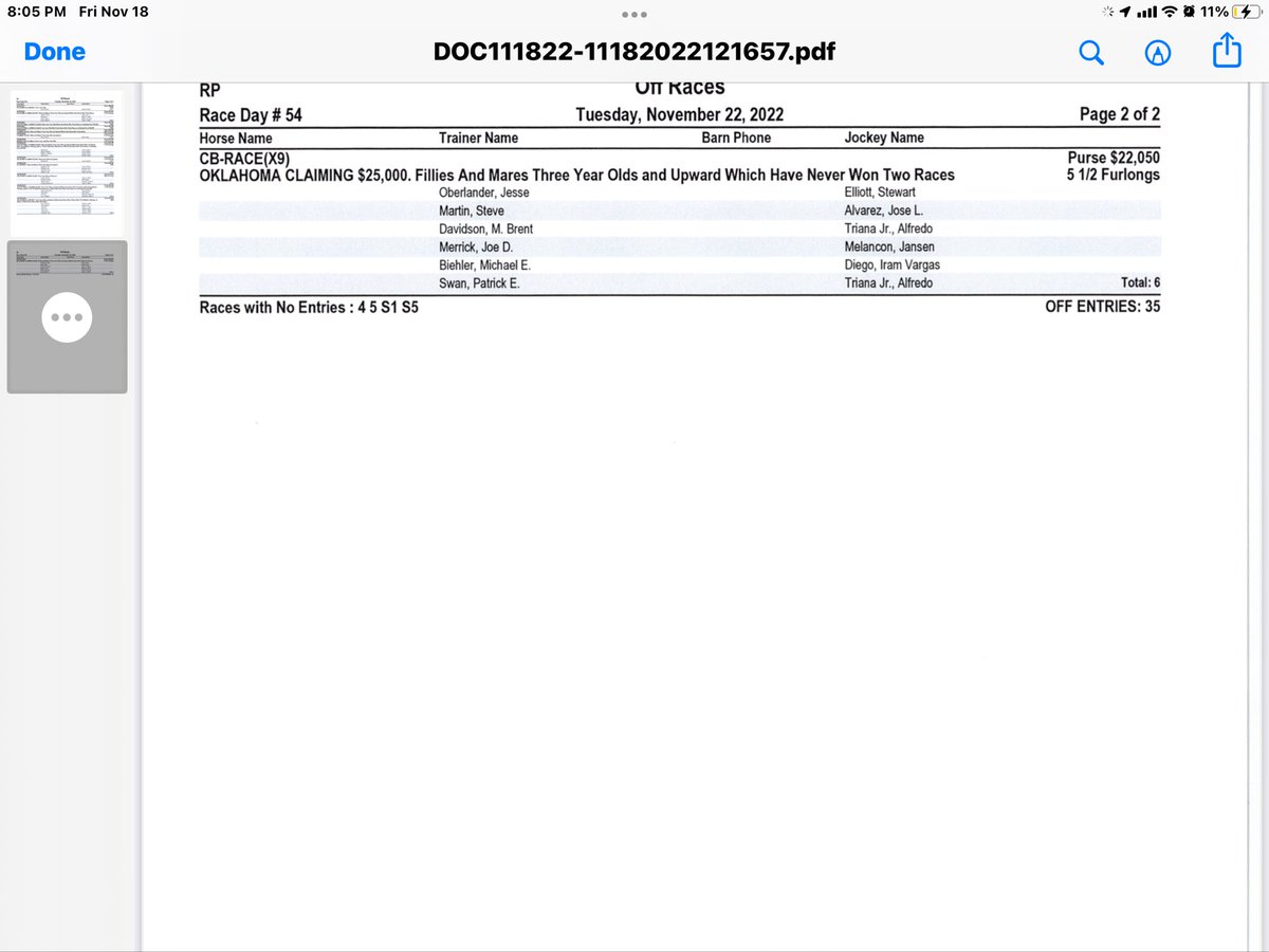 What could look better on a racing secretary’s resume than writing 4 races in one day that do not receive one entry? Now I can see why I can’t run anything.