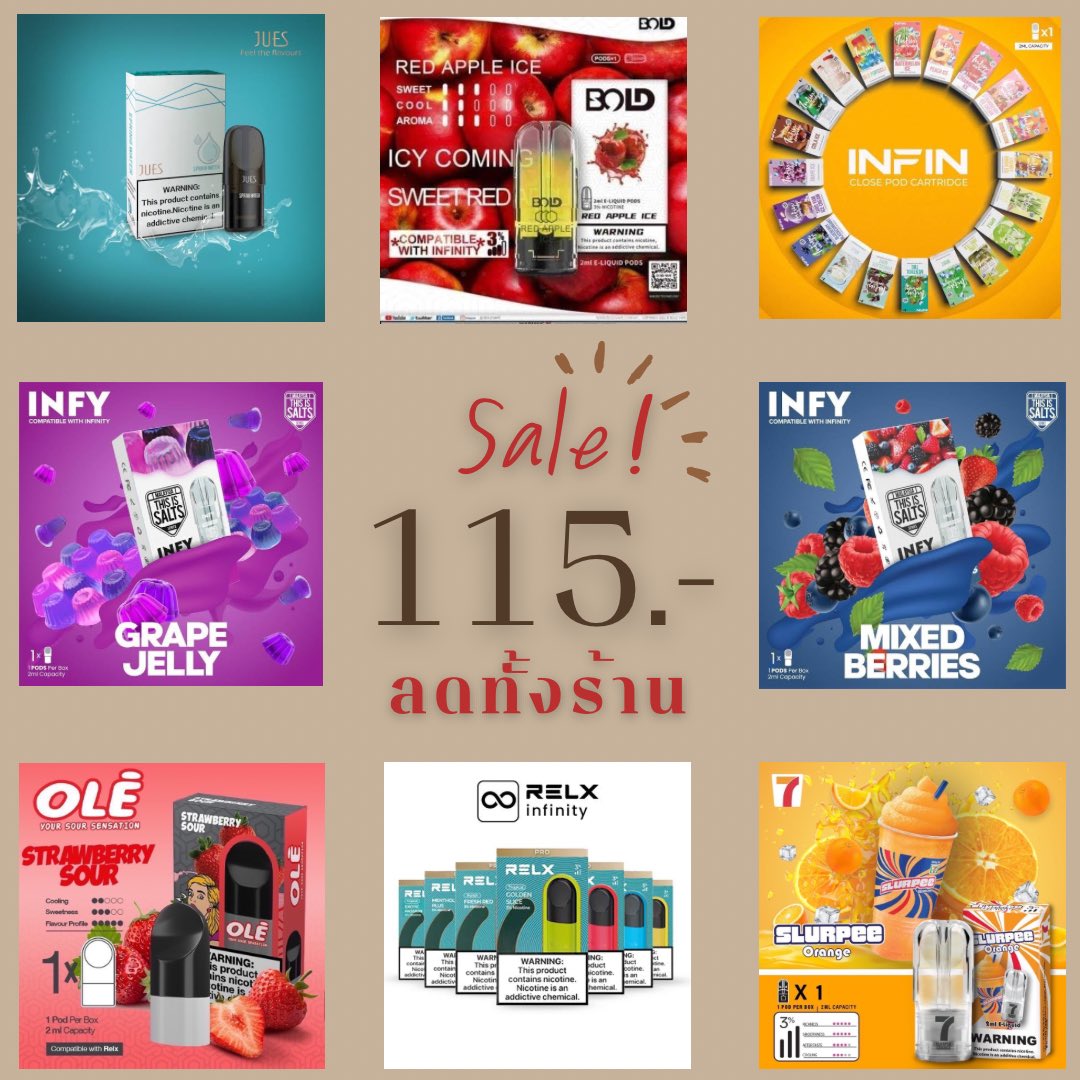 InfinityRelx's tweet photo. 🚨PROMOTION🚨  เฉพาะวันที่ 19 - 20 พฤศจิกายนนี้ 
relx,infy,bold,jues,7-11,ole,infin,spy
❤️‍🔥ราคา หัวละ 115.-❤️‍🔥 ตั้งแต่หัวแรกขึ้นไป  มาจัดกันเล้ยยยยย 🎊           #หัวพอตrelx #หัวพอตrelxราคาถูก #หัวพอต #หัวks #relxthailand #relxinfinity #relxพร้อมส่ง #หัวพอตราคาถูก #หัวพอตพร้อมส่ง https://t.co/Uvxdp0pTfP