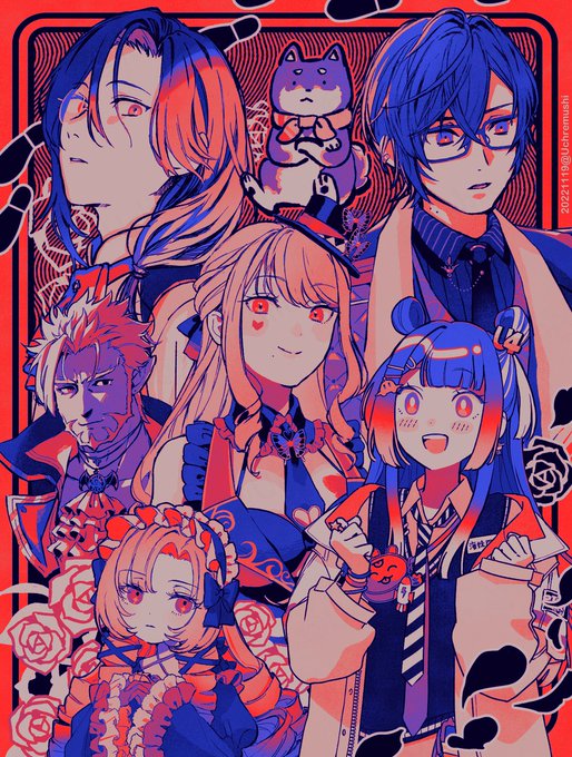 脈絡なく最近描きたかった方々のほぼ顔犯人はこの中にいる感が出た #NIJIArt 