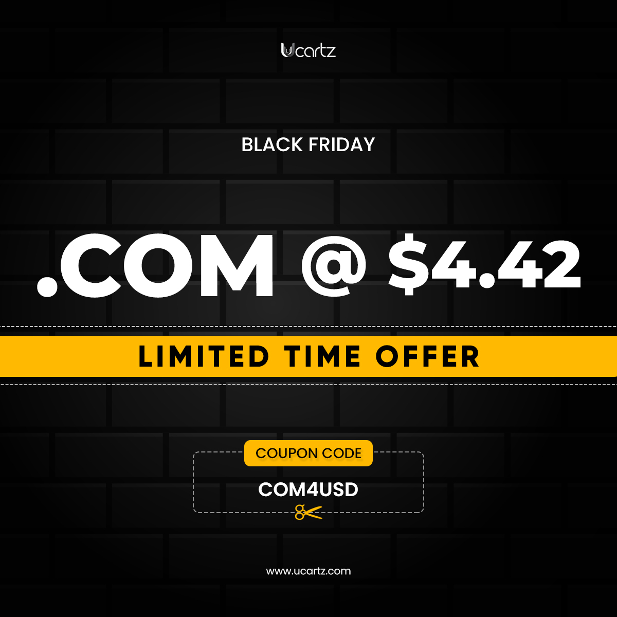ucartz's tweet photo. .com #Domain #BlackFriday #sale, is on! Get .COM domain just @ 4.42$ only!
Get now:
Just head to our website and use the code COM4USD at checkout.
#comdomain #com #domain #sale #blackfridaysale #blackfridaydeals #blackfridaysho https://t.co/tjwu60782z https://t.co/ILPlM4XlwN