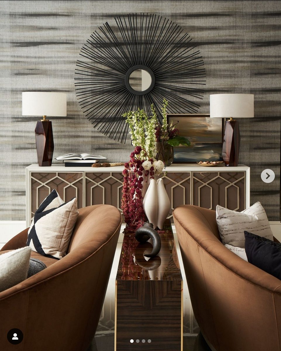 From #Thibaut_1886, this stunning wallpaper, #Equinox.  
@keiamcswain designed this high-style respite for resting, recharging & reflecting. 
@patrickstreetinteriors #wallpaper #interiordesign #marylanddesign #frederickmd  #design #makeyourroomsfun #accentwall #stylishwallpaper