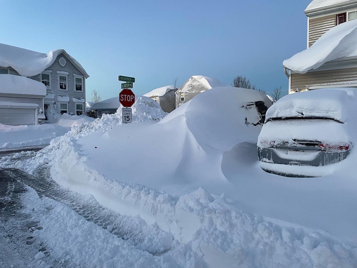 Davebluefields's tweet photo. The aftermath of five feet of snow in Hamburg! We get a break this morning and then more snow expected tonight. #snovember https://t.co/0981Uged4M