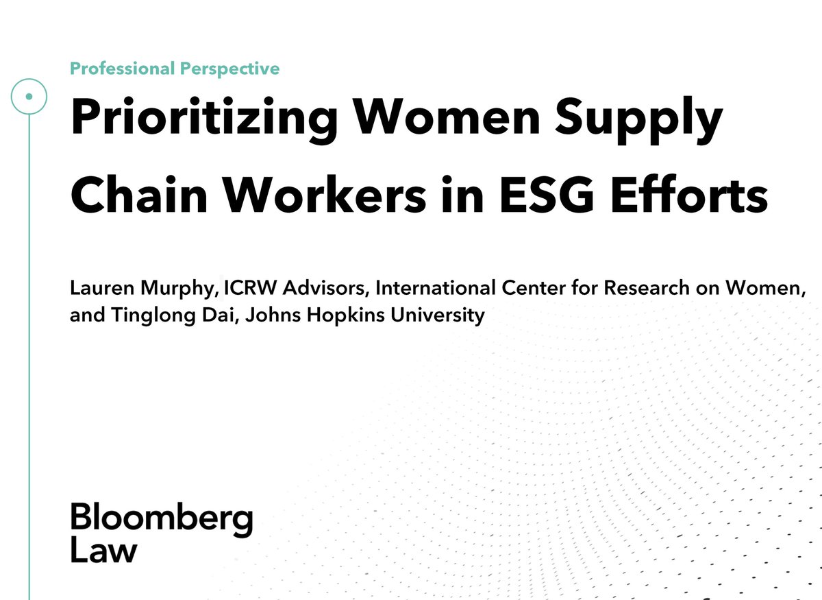 Tinglong Dai (@tinglongdai) on Twitter photo This week, <a href="/BLaw/">Bloomberg Law</a> published an article I co-wrote with <a href="/murphy_laur/">l</a> of <a href="/ICRW/">International Center for Research on Women</a> about giving women supply chain workers top priority in #ESG initiatives: tinglongdai.com/wp-content/upl… This week, <a href="/BLaw/">Bloomberg Law</a> published an article I co-wrote with <a href="/murphy_laur/">l</a> of <a href="/ICRW/">International Center for Research on Women</a> about giving women supply chain workers top priority in #ESG initiatives: tinglongdai.com/wp-content/upl…