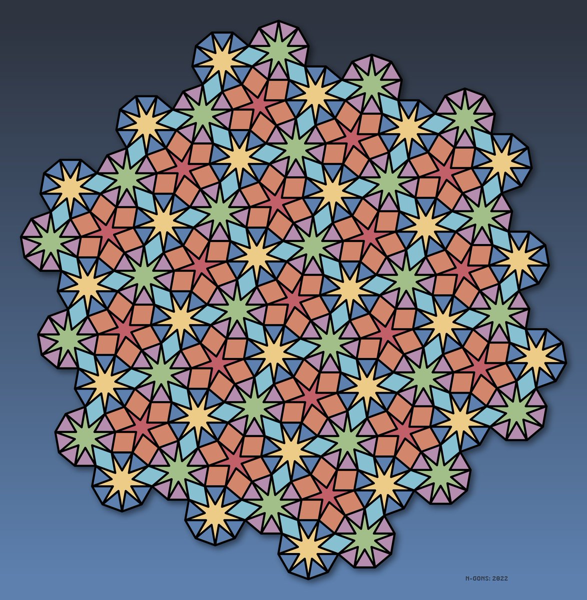 Six pointed stars meet nine pointed stars