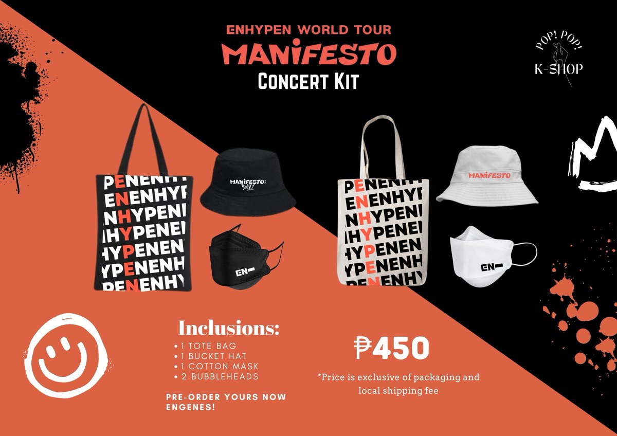 PopPopKshop's tweet photo. ✨ENHYPEN World Tour Manifesto Concert Kits✨

💸 450php
(SET)
DOO: January 8
DOP: 50% January 8
          50% Upon Checkout

TINGI:
DOO: January 8
DOP: January 8

Order form: https://t.co/y7txdDHxFn
Payment form: https://t.co/oqASN0IGm9 https://t.co/tnXu5M5G1y