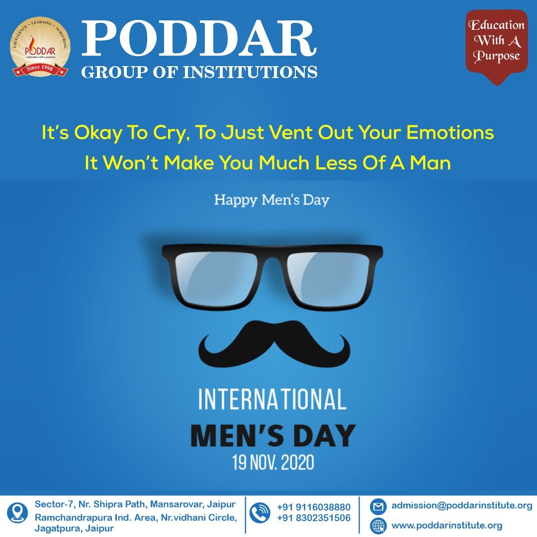 Poddar_College's tweet photo. Let's break the stereotype of 'A complete man' &amp; let men be. Happy International Men's Day🕺💙
.

.

.

.
#poddarcollege #InternationalMensDay https://t.co/F2BsX2oWJN