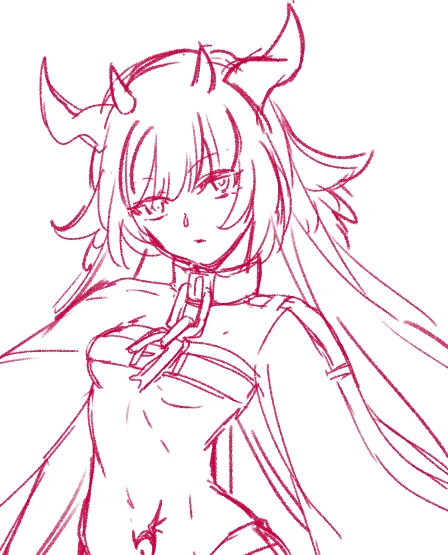 前に描いたラフどんなだっけ～ってみてたらこいつでかい角+ミニ角のセット好きすぎないか? 