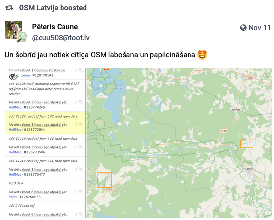 Latvijas #OpenStreetMap ziņas tagad arī Mastodon: @OSMLatvija@en.osm.town .