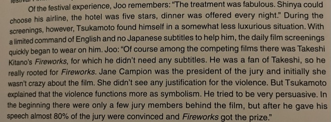GouchHard's tweet photo. #OTD in 1997 the 54th Venice Film Festival opened. Takeshi Kitano's Fireworks won the Golden Lion. Here, a behind the scenes account of the politics behind the selection (from 'Iron Man' by Tom Mes): https://t.co/qM29S9FoIy