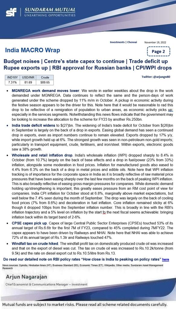 arjungn80's tweet photo. #MGNREGA demand continues to move lower, wider trade deficit #lower inflation and a CPSE #cap3x pickup. https://t.co/DRDxKLtXiO