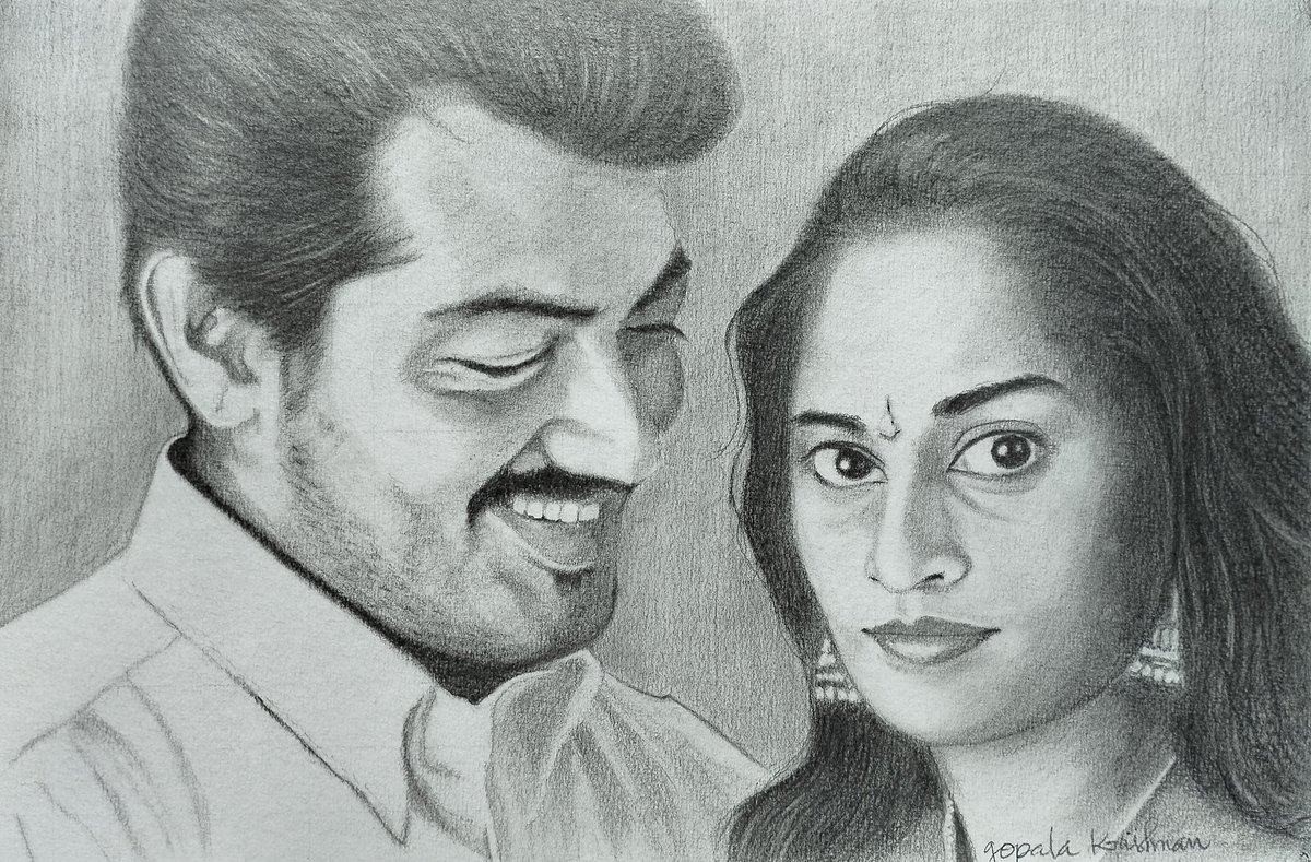 AJITHKUMAR ❤️ SHALINI
Graphite Pencil Sketch...
A5 size.
DM to get ur portrait
#gopalakrishnanarts #ajith #ajithkumar #shalini #actor #actress #couple #love #romance #gift #amarkalam #celebrity #thunivu #art #drawing #pencilart #graphitepencil #realism #photo #insta #instareels